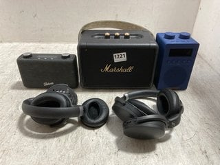 5 X ASSORTED AUDIO ITEMS TO INCLUDE MARSHALL KILBURN PORTABLE BLUETOOTH SPEAKER IN BLACK: LOCATION - AR4