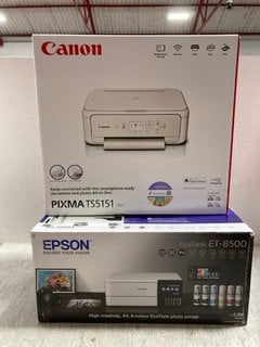 EPSON ECOTANK ET-8500 WIRELESS PRINTER IN WHITE TO INCLUDE CANON PIXMA TS5151 PRINTER IN WHITE: LOCATION - AR4