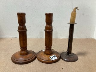 3 X ANTIQUE CANDLESTICKS: LOCATION - AR12