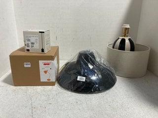 4 X ASSORTED JOHN LEWIS & PARTNERS LIGHTING ITEMS TO INCLUDE JOHN LEWIS & PARTNERS BLACK SCANDI CEILING PENDANT CORD: LOCATION - AR13