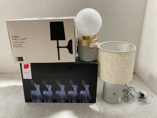 4 X ASSORTED JOHN LEWIS & PARTNERS LIGHTING ITEMS TO INCLUDE JOHN LEWIS & PARTNERS SET OF 5 ICE WHITE LEDS REINDEER LIGHTS: LOCATION - AR14