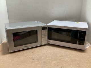 TOSHIBA SIMPLICITY MATTERS MICROWAVE OVEN IN WHITE - MODEL: MM-MM20P(WH) TO INCLUDE PANASONIC SILVER MICROWAVE - MODEL: NN-E28JMM: LOCATION - AR16