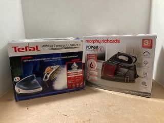 MORPHY RICHARDS POWER STEAM ELITE IRON IN RED/BLACK TO INCLUDE TEFAL PRO EXPRESS ULTIMATE II IRON: LOCATION - AR17