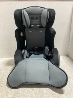 KIDOOLA CHILDRENS CAR SEAT IN GREY AND BLACK: LOCATION - BR20