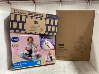 3 X ASSORTED BABY ITEMS TO INCLUDE VTECH BABY ROCK AND RIDE UNICORN: LOCATION - BR21