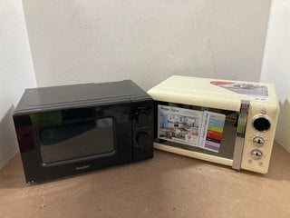 COMFEE 20L MICROWAVE OVEN IN BLACK - MODEL: CM-M202CC(BK) TO INCLUDE SWAN RETRO 20L 800W MICROWAVE IN CREAM - MODEL: SM22030LCN: LOCATION - BR22