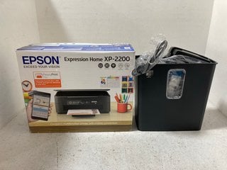 EPSON EXPRESSION HOME XP-2200 PRINTER IN BLACK TO INCLUDE FELLOWES PAPER SHREDDER IN BLACK: LOCATION - BR23