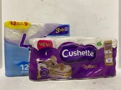 APPROX 9 X ASSORTED TOILET ROLLS TO INCLUDE CUSHELLE QUILTED