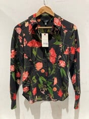 TED BAKER WOMENS PRINTED FITTED SHIRT FLORAL BLACK SIZE 8 RRP £110