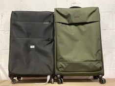 2 X ASSORTED LARGE SUITCASES TO INCLUDE LARGE ROCK SUITCASE IN GREEN