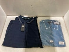 2 X ASSORTED ADULTS TED BAKER CLOTHES TO INCLUDE TEXTURED STRIPED KNITTED POLO SIZE XL IN BLUE