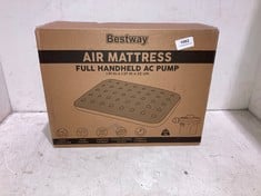 3 X ASSORTED ITEMS TO INCLUDE BESTWAY AIR MATTRESS FULL HEADBOARD AC PUMP