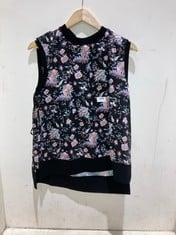 TED BAKER SPICED UP PRINT SLEEVELESS JUMPER BLACK FLORAL SIZE 4 TO INCLUDE TED BAKER STRAW HAT NATURAL