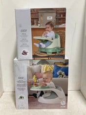 MAMAS & PAPAS BABY SNUG 2 STAGE FLOOR SUPPORT SEAT WITH PLAY TRAY AND MAMAS & PAPAS BABY BUG SIT UP, FEED AND PLAY 3 IN 1 BABY CHAIR - TOTAL LOT RRP £106