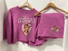 MILANA STUDIOS CHERUB CROPPED HEAVYWEIGHT T-SHIRT IN COLOUR RASPBERRY- SIZE XL TO INCLUDE MILANA STUDIOS CHERUB SHORTS IN COLOUR RASPBERRY- SIZE XL- TOTAL RRP £120