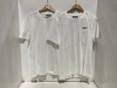 2 X AERONUTICA MILTARE LOGO T-SHIRT IN CREAM-SIZE M- TOTAL RRP £202