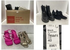 BOX OF ASSORTED SHOE ITEMS TO INCLUDE ZARA BLOCK PLATFORM HEEL PINK - SIZE 38