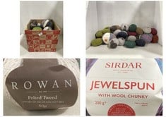 BOX OF ASSORTED YARN ITEMS TO INCLUDE ROWAN FELTED TWEED ALPACA YARN 50 G RED