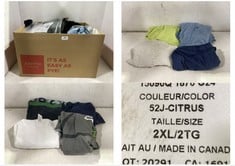 BOX OF ASSORTED CLOTHING ITEMS TO INCLUDE FLEECE LINED ZIP HOODIE BLUE - SIZE L