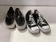 CONVERSE ALL STAR FAUX LEATHER TRAINER BLACK - SIZE 6 TO INCLUDE VANS PLATFORM TRAINER BLACK - SIZE 5