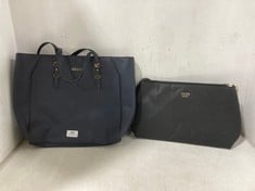 GUESS FAUX LEATHER HANDBAG BLACK TO INCLUDE GUESS FAUX LEATHER LARGE HANDBAG NAVY