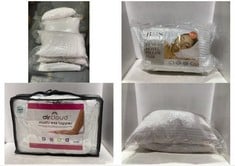 5 X ASSORTED BEDDING TO INCLUDE BHS LUXURY HOTEL PILLOW PAIR, AIRCLOUD MATTRESS TOPPER IN SIZE DOUBLE