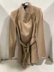 TED BAKER SHORT WOOL WRAP COAT IN CAMEL SIZE 2 - RRP £275