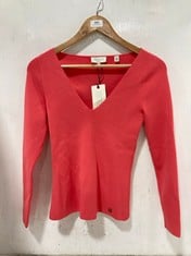 TED BAKER V-NECK SLIM KNIT TOP PINK - SIZE 8 - RRP £91