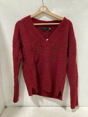 TED BAKER V-NECK PULLOVERN KNIT SWEATER RED - SIZE 8 - RRP £135