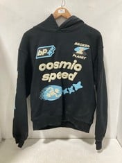 BROKEN PLANET COSMIC SPEED PULLOVER HOODIE NAVY MOTIF - SIZE M