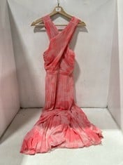 TED BAKER CROSS FRONT PLEATED MIDI DRESS CORAL PINK - SIZE 8 - RRP £225