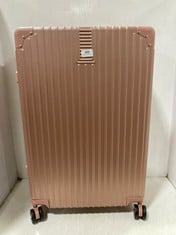 WORLD EXPLORER RIBBED HARDSHELL 8-WHEEL MEDIUM TRAVEL SUITCASE ROSE GOLD TO INCLUDE WORLD EXPLORER RIBBED HARDSHELL 8-WHEEL CABIN CASE TRAVEL SUITCASE ROSE GOLD