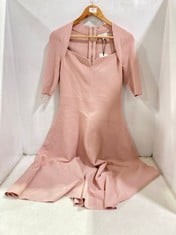 TED BAKER KAROLAN SWEETHEART NECKLINE MIDI DRESS PINK - SIZE 4 - RRP £175