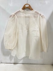 TED BAKER FRIAS SHEER ORGANZA TOP WITH BALLOON SLEEVES IVORY - SIZE 2 - RRP £135