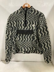 RIP CURL FLEECE PULLOVER JUMPER JACKET ZIGZAG BLACK / WHITE - SIZE S