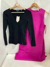 TED BAKER CILESTE V-NECK SLIM FIT KNIT TOP BLACK - SIZE 8 TO INCLUDE TED BAKER ESTHAA SCUBA BODYCON DRESS PURPLE - SIZE 8 - RRP £195