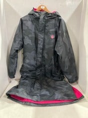 STAY DRY INNER FLEECE LINED HOODED TRENCH JACKET BLACK / PINK - SIZE L