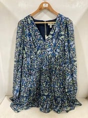 TED BAKER ROHZAN TIERED SWING MINI DRESS MID-BLUE - SIZE 8 - RRP £150