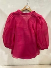 TED BAKER FRIAS SHEER ORGANZA TOP WITH BALLOON SLEEVES PINK - SIZE 1 - RRP £135