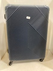 RIBBED HARDSHELL 4-WHEEL MEDIUM TRAVEL SUITCASE NAVY