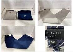 TED BAKER STEVIEY WIDE LEG TROUSER DARK NAVY - SIZE 1 TO INCLUDE TED BAKER GENAY IRVINE SLIM FIT SMART TROUSERS LIGHT GREY - SIZE 34 - TOTAL RRP £210