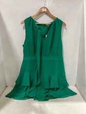 TED BAKER ZANDAA ASYMMETRIC TIERED MINI DRESS GREEN - SIZE 5 - RRP £150