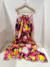 TED BAKER IKELLA STRAPPY LINEN MAXI DRESS WITH PLEAT DETAIL BRIGHT PINKK - SIZE 4 - RRP £195