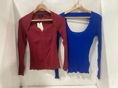 TED BAKER DAKOTI OPEN BACK DETAILED KNIT TOP BRIGHT BLUE - SIZE L TO INCLUDE HELEN SWEETHEART NECKLINE KNITTED TOP RED - SIZE 1 - TOTAL RRP £170