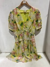 TED BAKER ISBELLA MINI DRESS WITH PUFF SLEEVES BRIGHT YELLOW - SIZE 6 - RRP £175