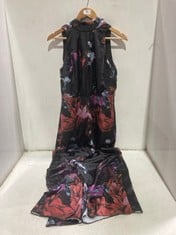 TED BAKER MARLEEH HALTERNECK JUMPSUIT WITH PALAZZO PANTSUIT BLACK / FLORAL MOTIF - SIZE 2 - RRP £225