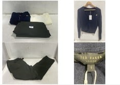 3 X ASSORTED TED BAKER ADULT CLOTHING ITEMS TO INCLUDE TED BAKER AIYLEEN MERINO LOW V-NECK CARDIGAN NAVY - SIZE 1 - TOTAL RRP £230