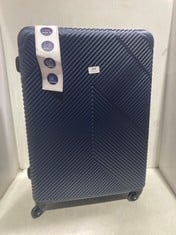 RIBBED HARDSHELL 4-WHEEL MEDIUM TRAVEL SUITCASE NAVY