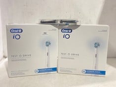 2 X ORAL-B IO TEST DRIVE 25 ULTIMATE CLEAN ELECTRIC TOOTH BRUSH HEAD TO INCLUDE ORAL-B IO 3 X REPLACEMENT BRUSH HEADS BLACK