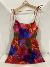 TED BAKER WMD-JYNEEN PRINTED FITTED BODICE MINI DRESS IN MULTI COLOURED SIZE 2 - RRP £175